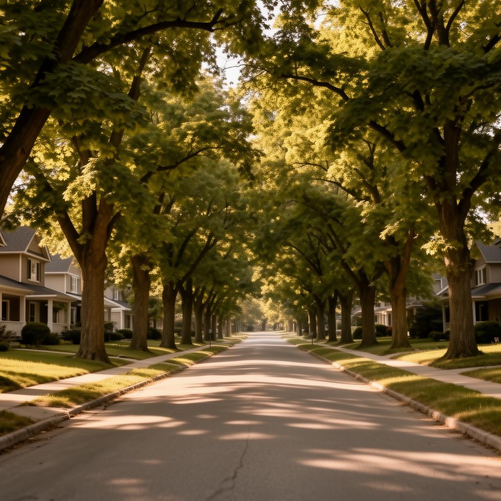 Tree-lined neighbourhood street